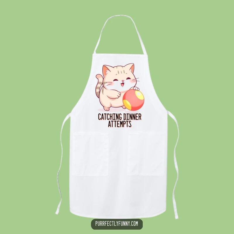Funny Plump Cat Ball Chase Apron: Kitchen Fun for a Playful Cooking Experience Gift