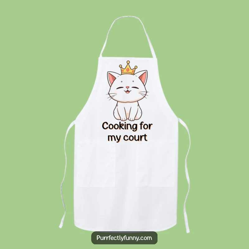 Funny Royal Chef Cat Apron: Cook with Amused Feline Pride