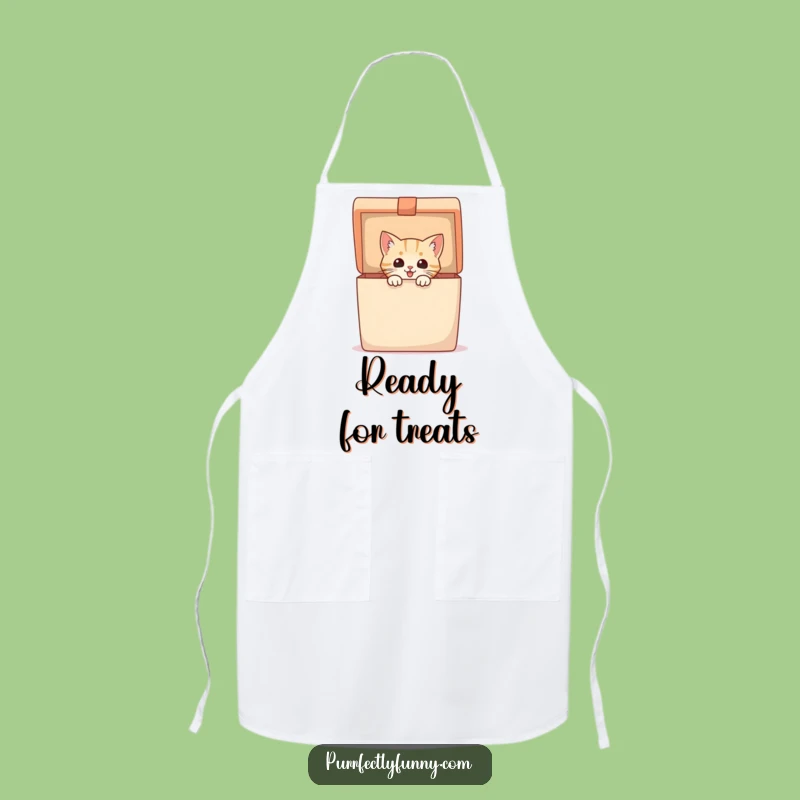 Funny Apron: Excited Cat in Gift Box - Cook with Joy!