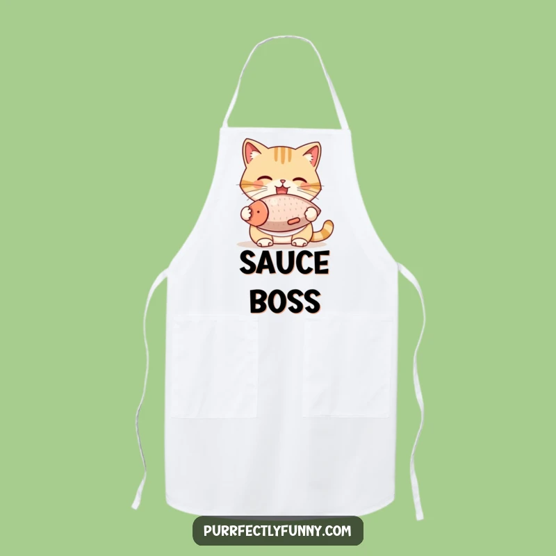 Funny Cat Bib Fish Treat Apron - Chef's Kitchen Humor for Cat Lovers