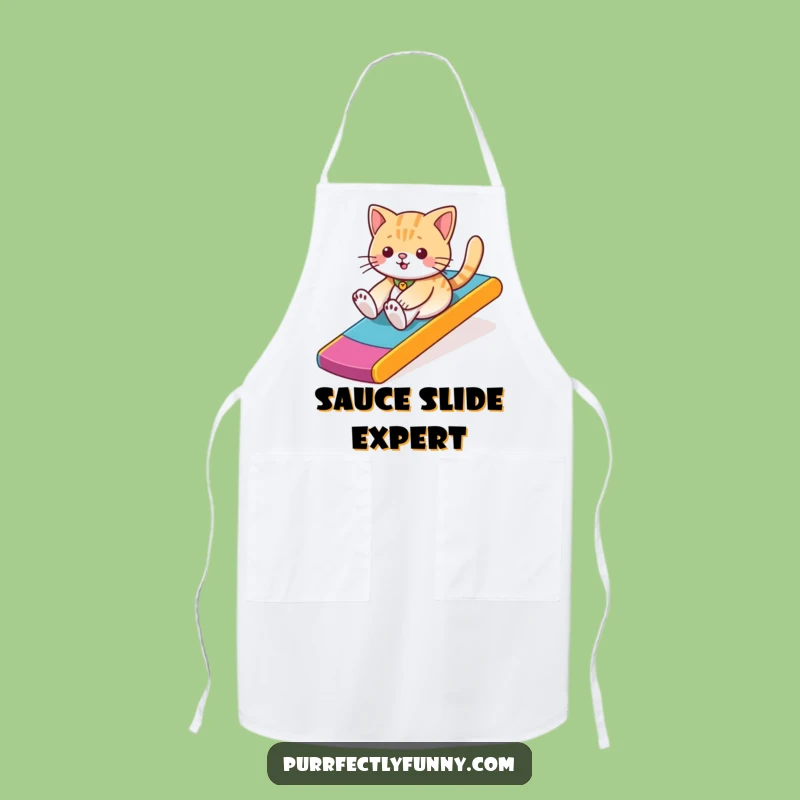 Funny Cat Ramp Slide Apron - Playful Kitchen Fun for Chefs!