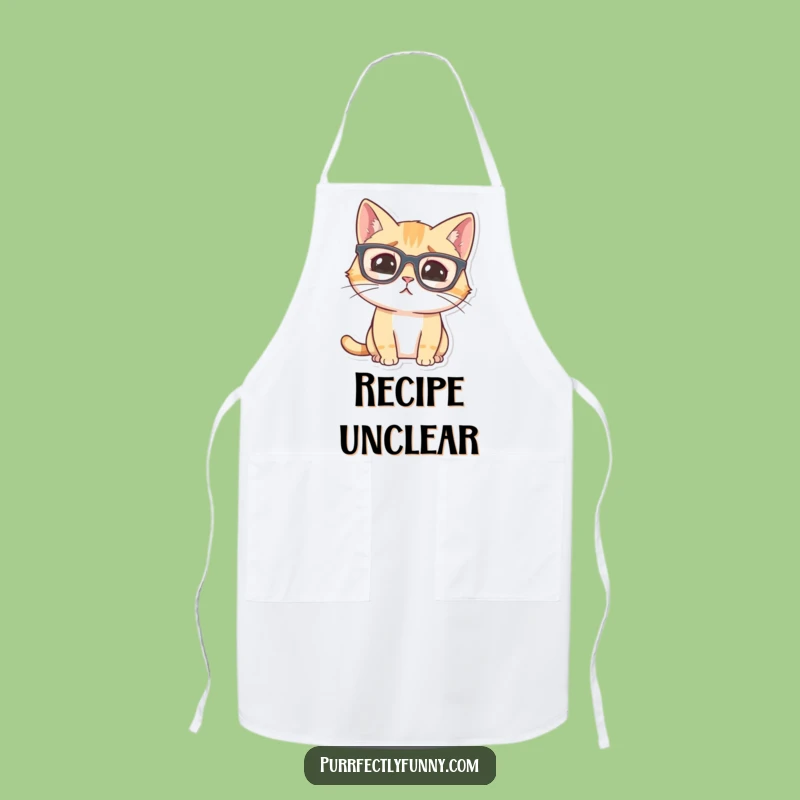 Funny Confused Cat Apron: Hilarious Bewildered Feline Kitchen Wear for Clueless Cooks