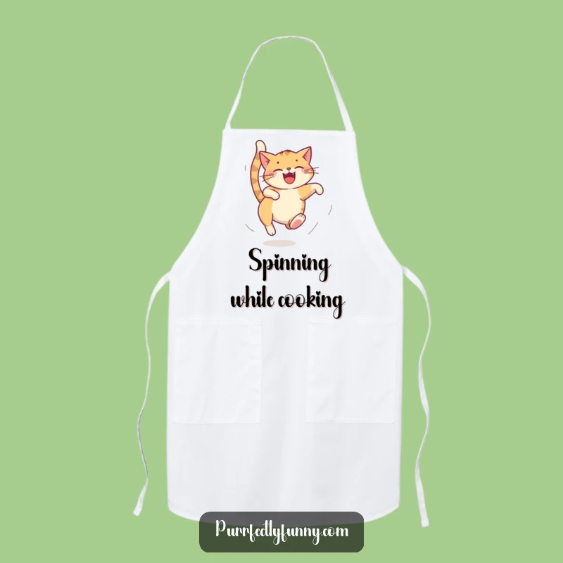 Funny Dizzy Cat Tail Chase Apron - Cook with Playful Energy!