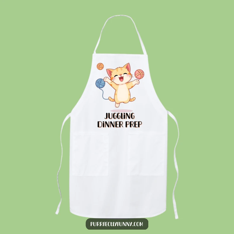 Funny Juggling Cat Apron - Energetic Yarn Kitchen Wear, Gift