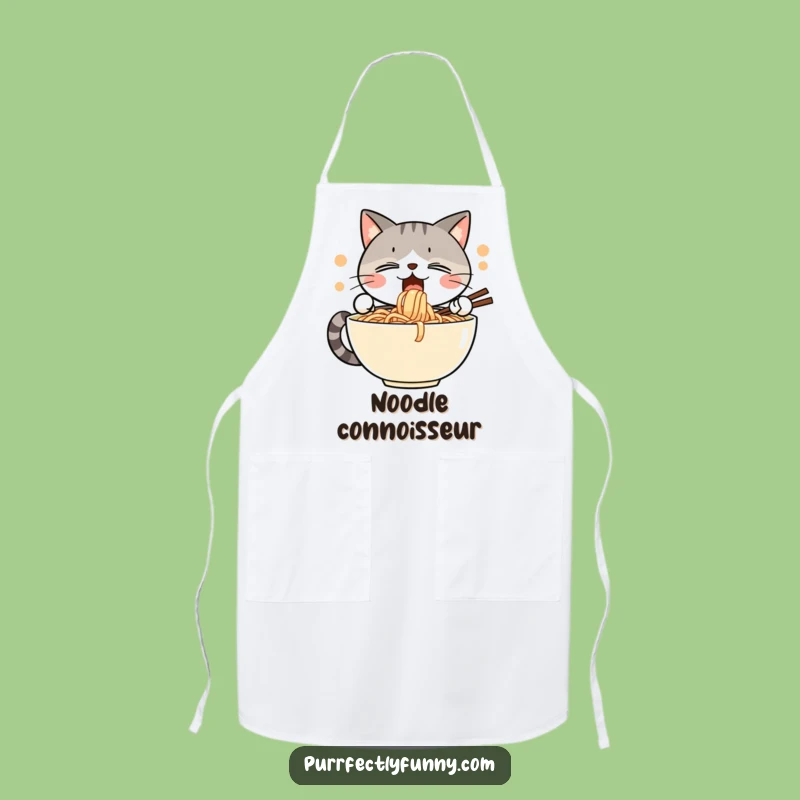 Funny Noodle Cat Slurp Apron: Kitchen Fun for Foodies and Feline Fans Gift