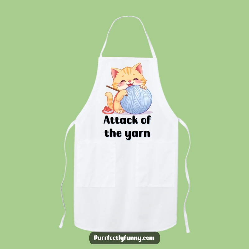 Funny Playful Cat Apron: Chef Feline Yarn Fun for Kitchen