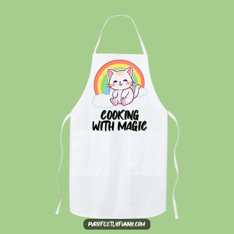 Funny Rainbow Cat Apron - Chef's Whimsical Companion for Magical Meals
