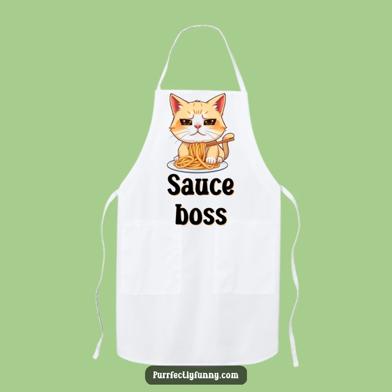 Funny Spaghetti Cat Apron: Hilarious Messy Feline Kitchen Wear for Chef Fun