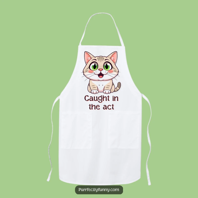 Funny Surprised Cat Apron: Hilarious Wide-Eyed Kitty Kitchen Wear for Chef Fun