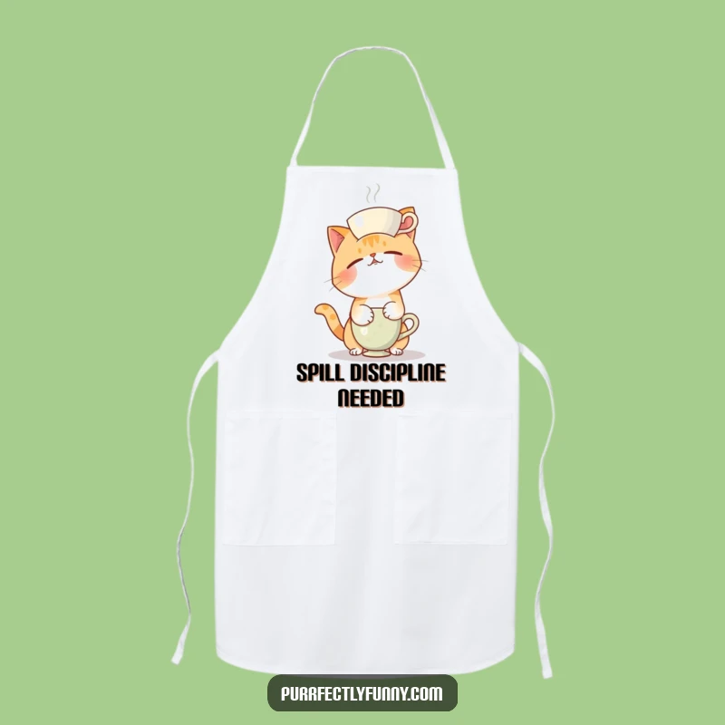 Funny Teacup Cat Fail Apron: Kitchen Fun for Comical Cooks and Cat Lovers Gift