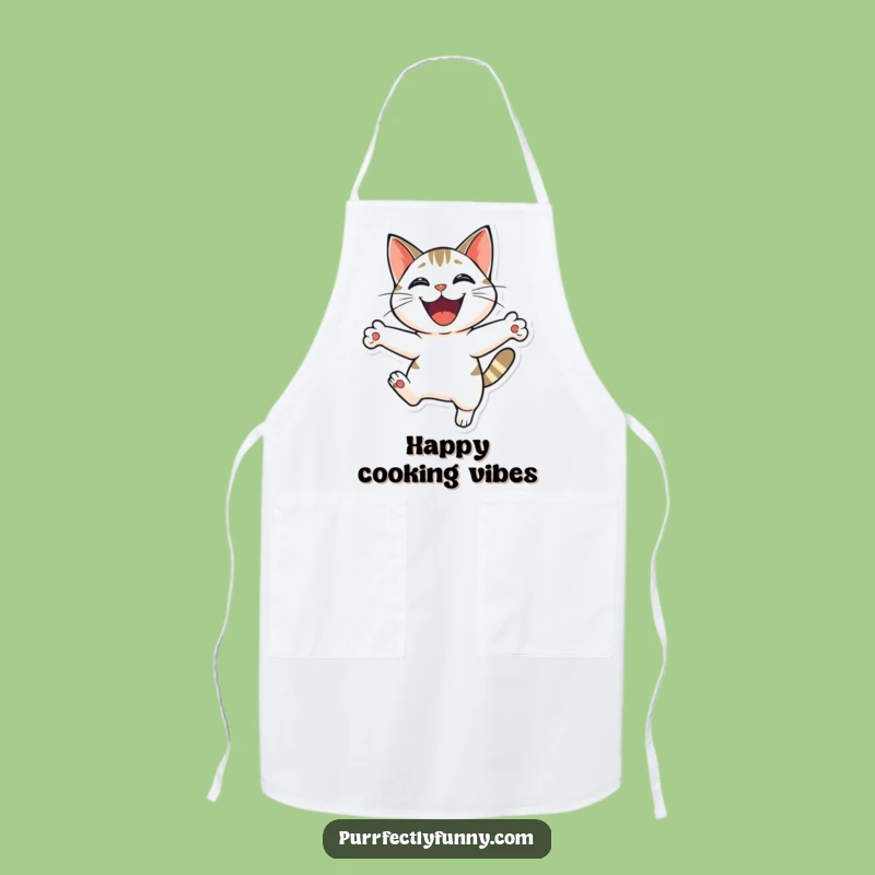 Funny Cat Leap Apron - Kitchen Fun with a Joyful Feline Friend