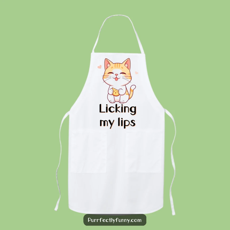 Funny Anticipation Cat Apron: Snack Time - Chef's Funny Gift!