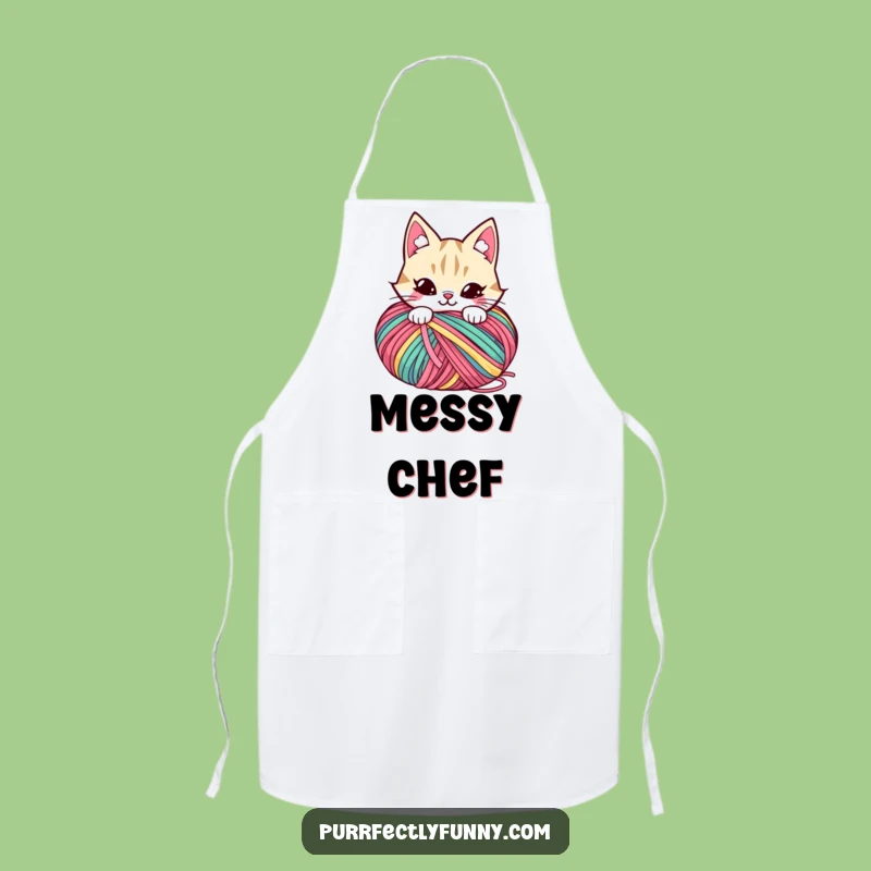 Funny Chef Cat Yarn Apron: Cook with Mischievous Flair