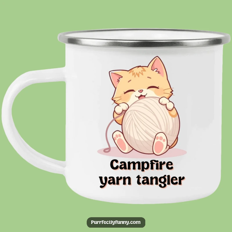 Adventure Funny Cat Yarn Camping Mug - Outdoor Fun & Laughter