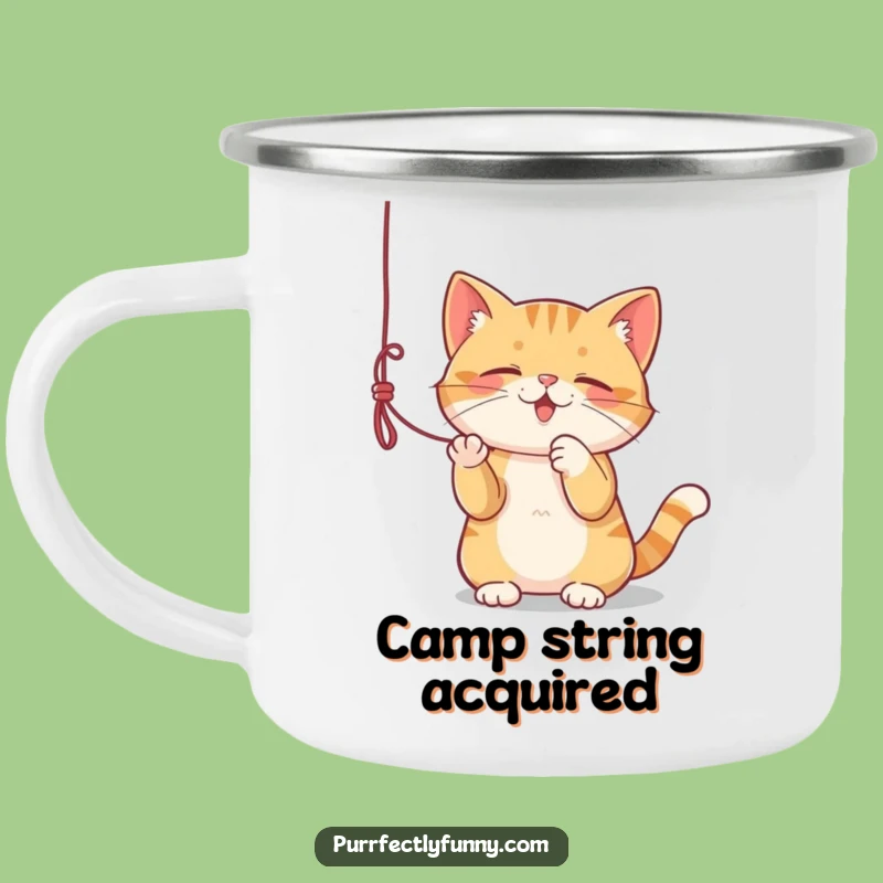 Funny Cat String Camping Mug: Adventure Brewed with Playfulness