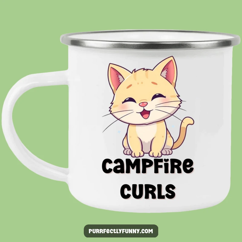 Funny Spiral Whisker Cat Camping Mug: Joyful Companion for Outdoor Fun