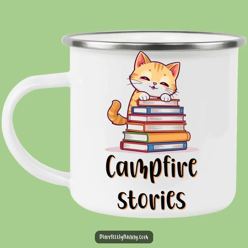 Funny Cat Book Balance Camping Mug - Fuel Your Adventures with Laughter