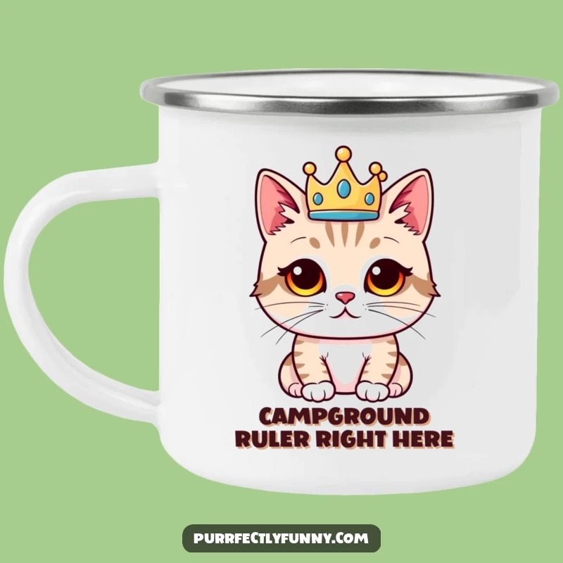 Funny Proud Cat Crown Camping Mug - Sip Like Royalty on Adventures!