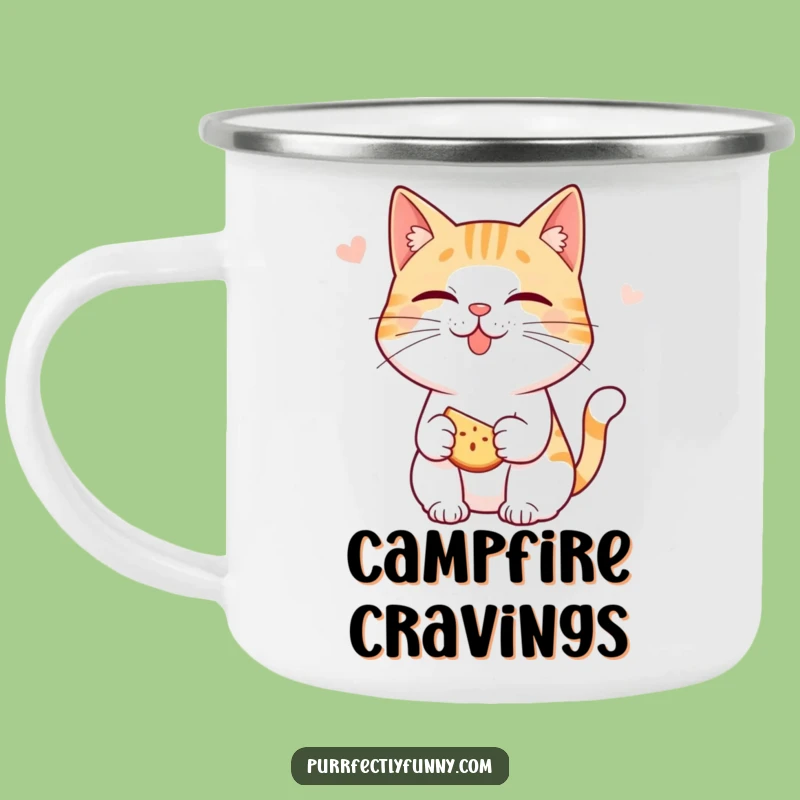 Funny Anticipation Cat Camping Mug: Snack Time - Outdoor Funny Gift!