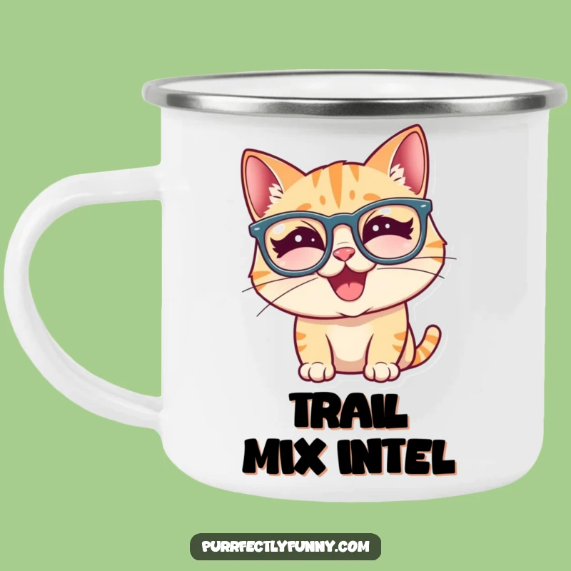 Funny Cat Camping Mug: Silly Glasses Giggle - Adventure & Humor!