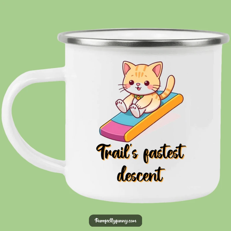 Funny Cat Ramp Slide Camping Mug - Adventure Fuel for Playful Souls!