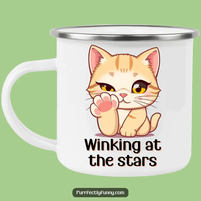 Funny Cat Winking Camping Mug - Rugged & Hilarious Feline Fun Gift