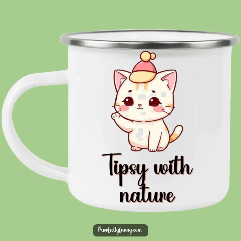 Funny Dapper Cat Camping Mug: Hilarious Gentleman Feline Enamel Mug for Outdoor Charm