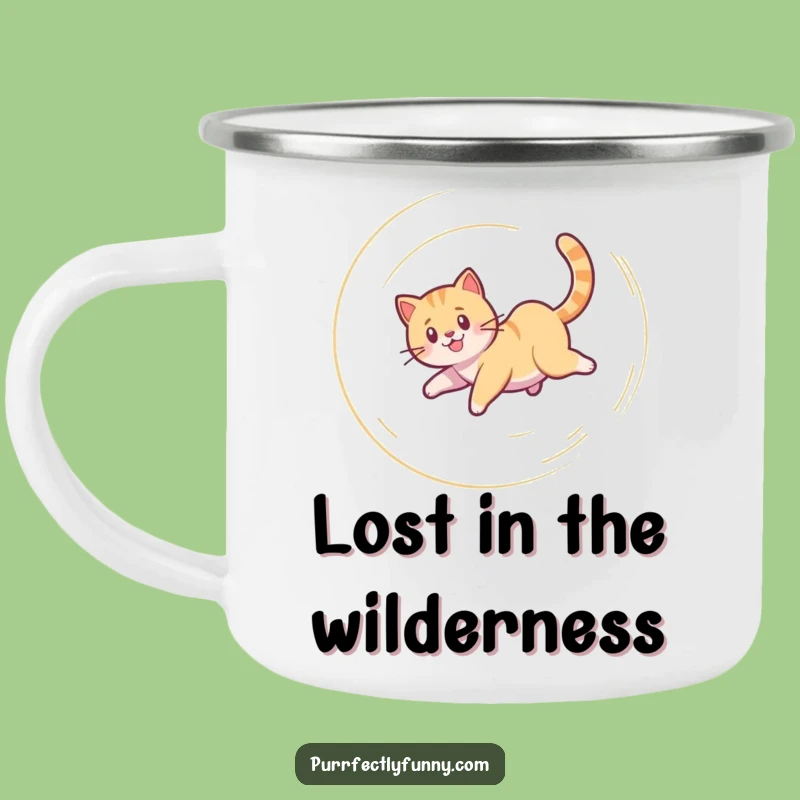 Funny Dizzy Cat Camping Mug: Durable Feline Spiral for Outdoors
