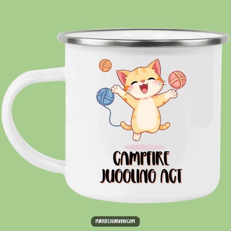 Funny Juggling Cat Camping Mug - Energetic Yarn Cup, Gift