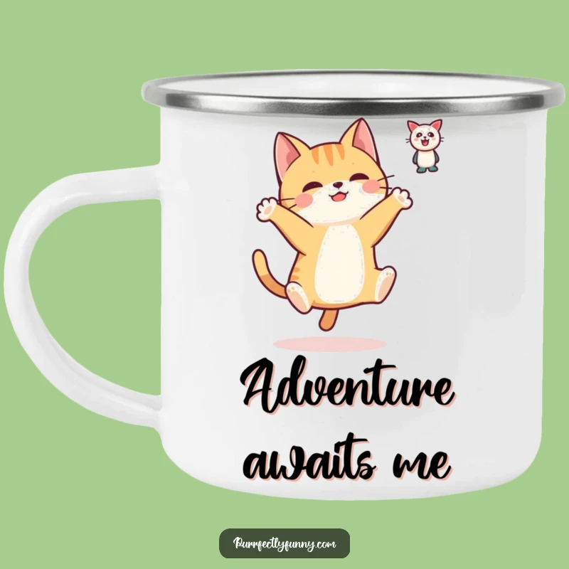 Funny Leaping Cat Camping Mug: Adventure Fuelled by Humor