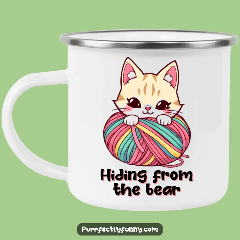 Funny Mischief Cat Camping Mug: Adventure with a Playful Secret
