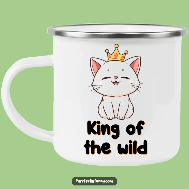 Funny Royal Cat Camping Mug: Adventure with Amused Feline Majesty