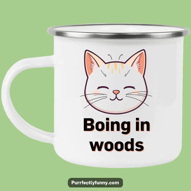 Funny Spring Whisker Cat Camping Mug: Bouncy Fun for Outdoor Adventures