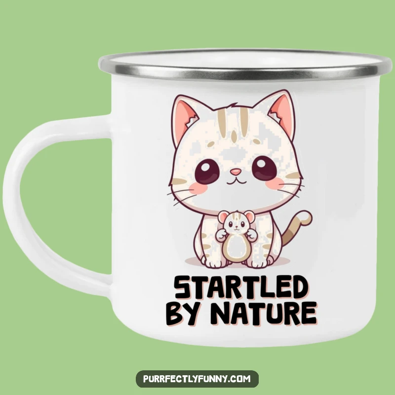 Funny Surprised Cat Camping Mug - Outdoor Shock - Perfect Funny Gift!