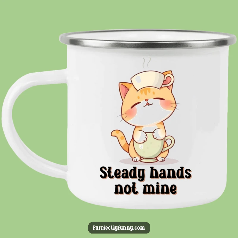 Funny Teacup Cat Fail Camping Mug: Durable & Humorous Companion for Comical Adventures