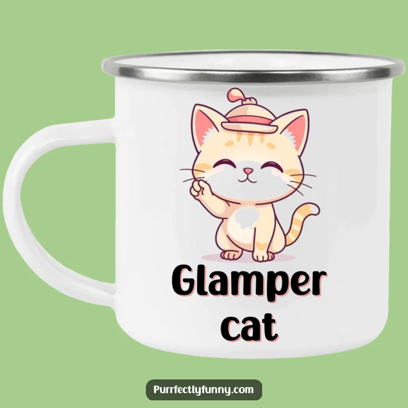 Funny Cat Hat Camper Mug: Stylish Outdoor Feline Companion