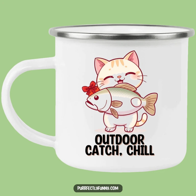 Durable Funny Cat Fish Camping Mug - Hilarious Outdoor Gift for Adventurers