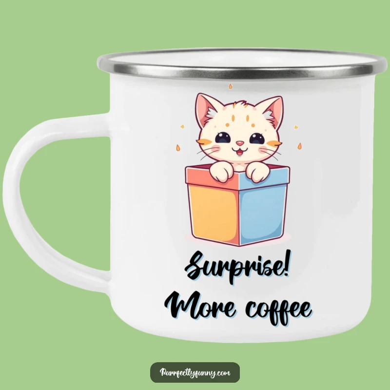 Funny Cat Gift Box Camping Mug: Surprise Camp Vibes, Hilarious Outdoor Gift