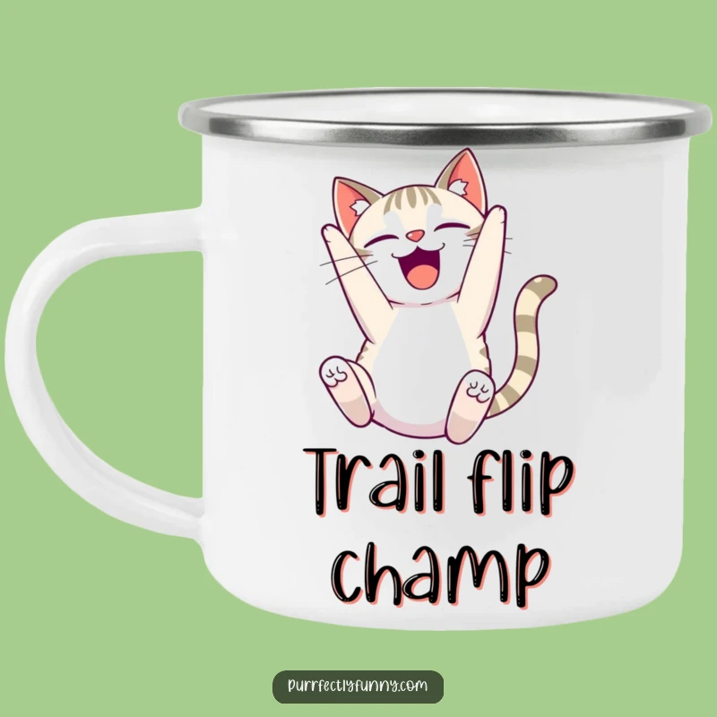 Funny Delighted Cat Camping Mug - Joyful Acrobat Outdoors - Perfect Funny Gift!