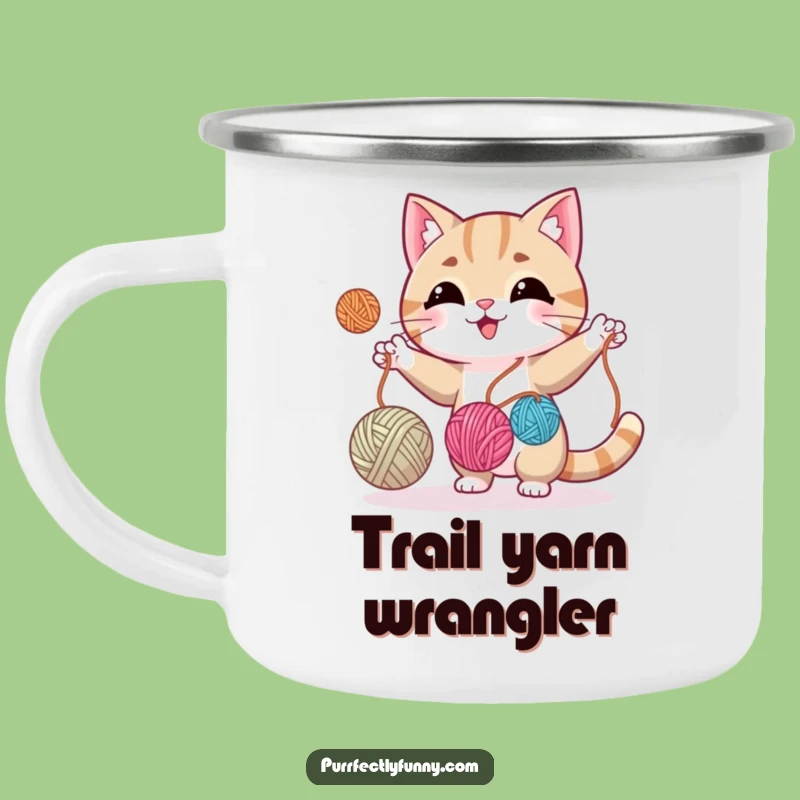 Funny Cat Juggling Yarn Camping Mug - Durable Cup for Crafty Campers