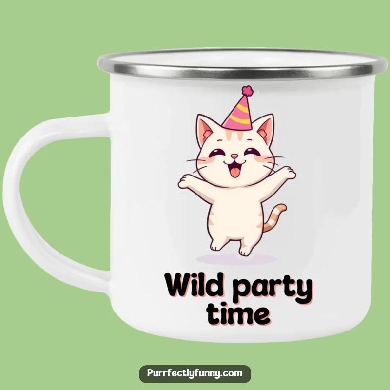 Funny Party Cat Camping Mug - Durable Cup for Festive Adventures