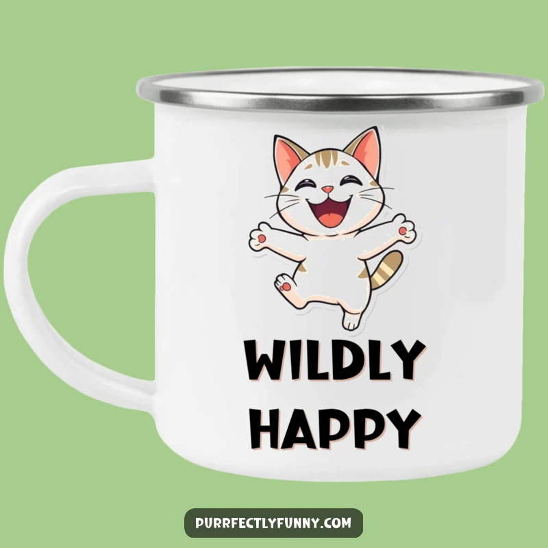 Funny Cat Leap Camping Mug - Durable & Cheerful Cup for Outdoor Fun