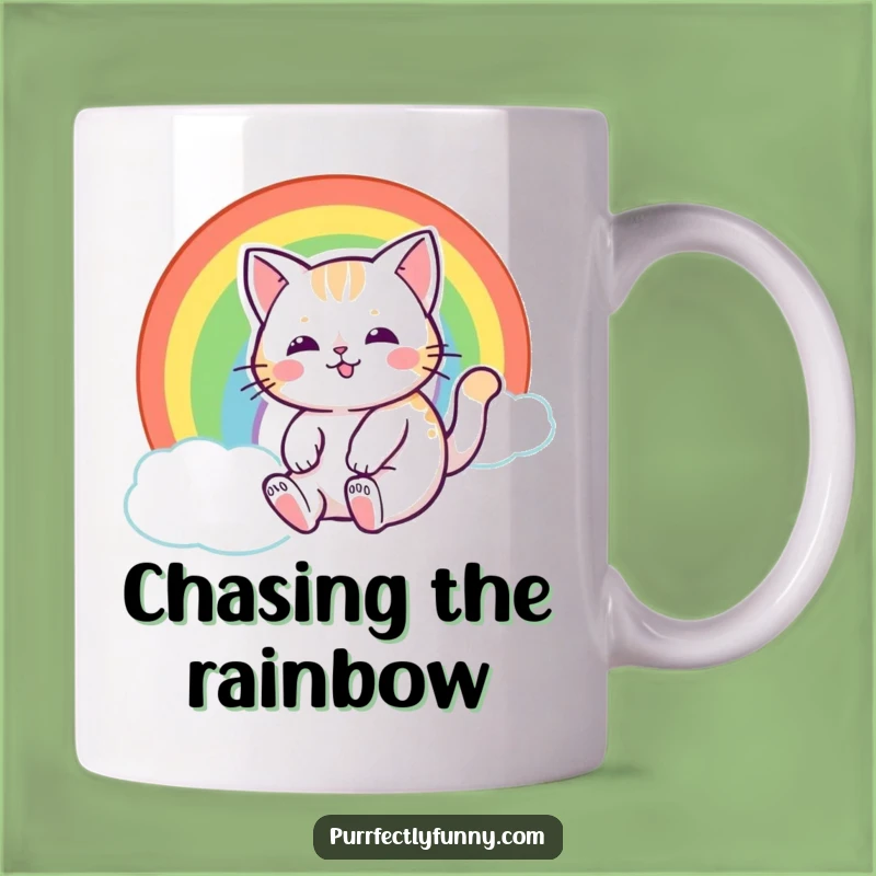 Funny Rainbow Cat Mug - Magical Feline Journey Gift for Happy Mornings