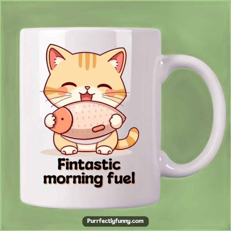 Funny Cat Bib Fish Treat Mug - Hilarious Pet Lover Gift Idea