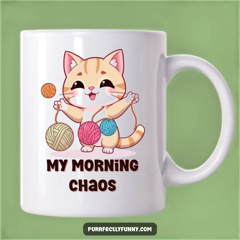 Funny Cat Juggling Yarn Mug - Playful Pet Lover Gift for Coffee & Chuckles
