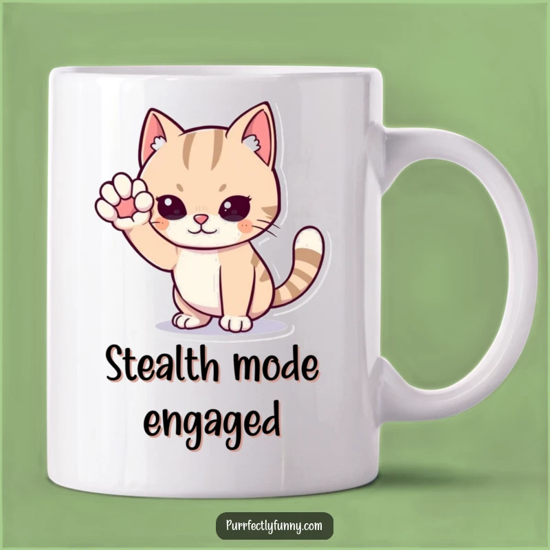 Funny Cat Spy Mug - Dramatic Sneak Pose, Perfect Gift for Secret Agents