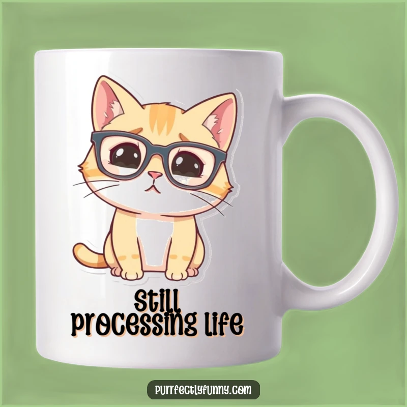 Funny Confused Cat Mug: Hilarious Bewildered Feline in Glasses Gift for Clueless Moments
