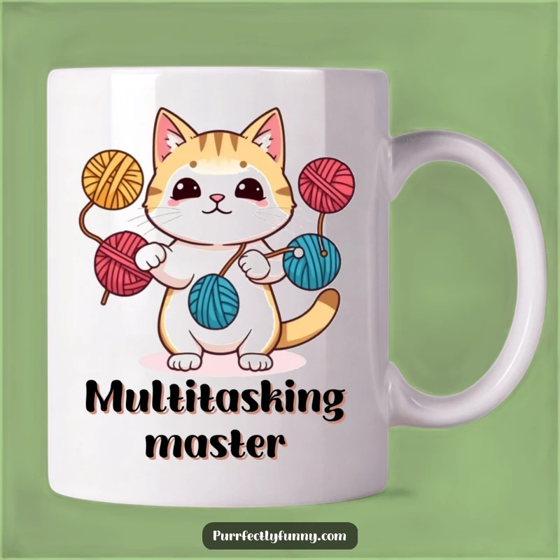 Funny Juggling Cat Yarn Mug: Hilarious Feline Hobby Gift