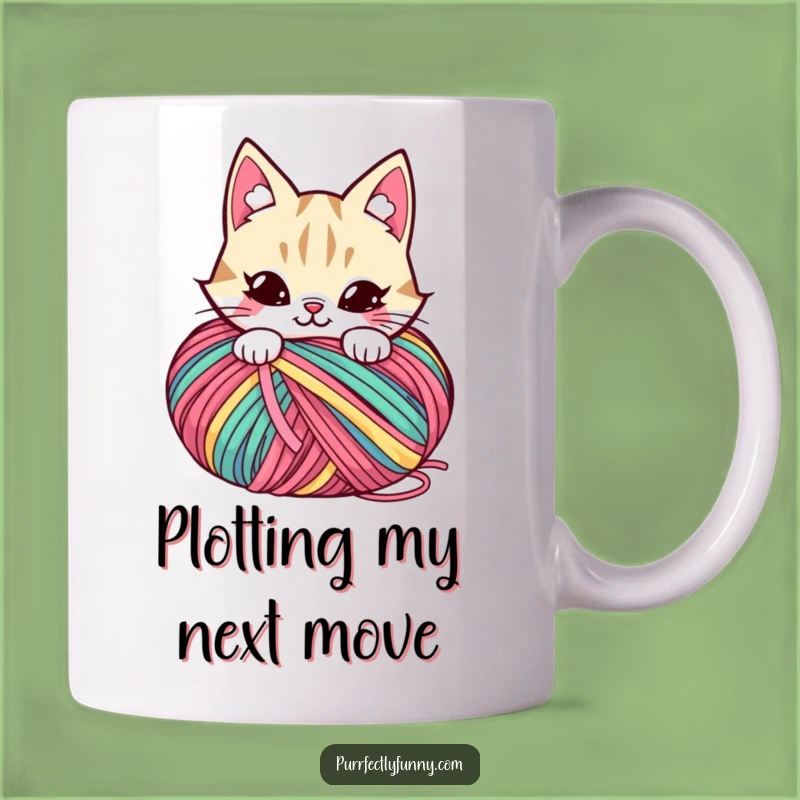 Funny Mischief Cat Yarn Mug: A Playful Gift for Sneaky Felines