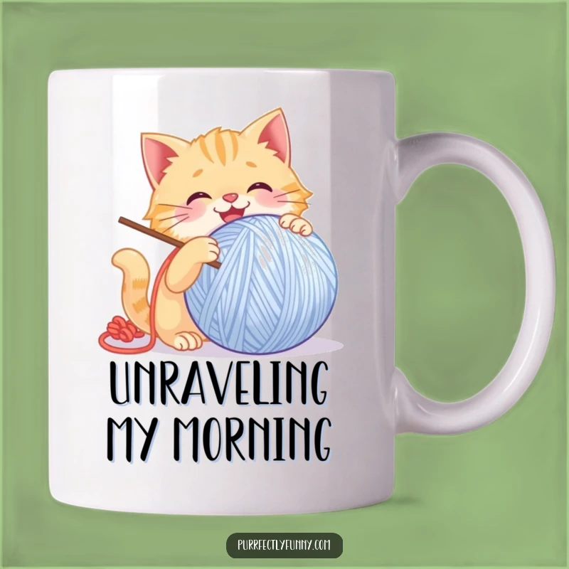 Funny Playful Cat Mug: Giant Yarn Ball Fun for a Perfect Gift